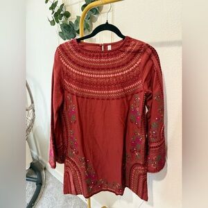 Embroidered Rust pakistani farshi outfit